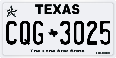 TX license plate CQG3025
