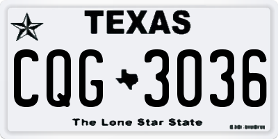 TX license plate CQG3036
