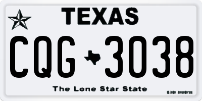 TX license plate CQG3038