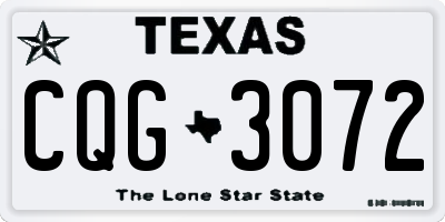 TX license plate CQG3072