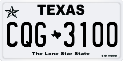 TX license plate CQG3100