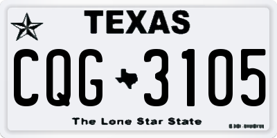 TX license plate CQG3105