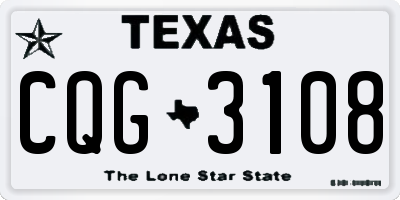 TX license plate CQG3108
