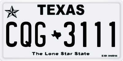 TX license plate CQG3111