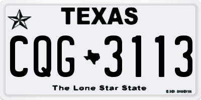 TX license plate CQG3113