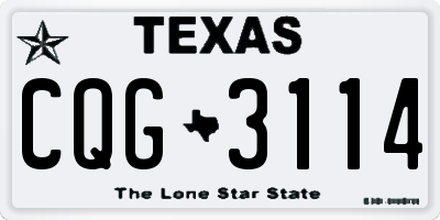 TX license plate CQG3114