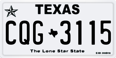 TX license plate CQG3115