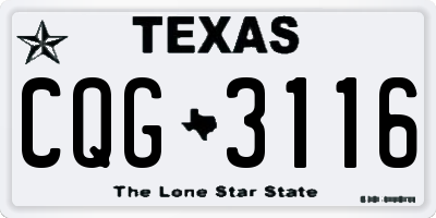 TX license plate CQG3116