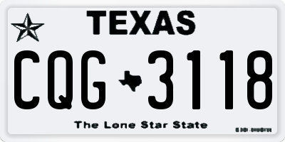 TX license plate CQG3118