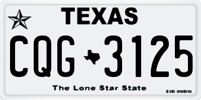TX license plate CQG3125