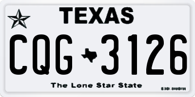 TX license plate CQG3126