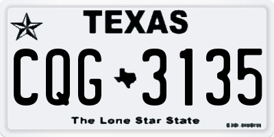TX license plate CQG3135