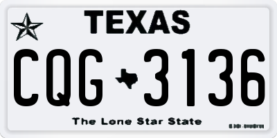 TX license plate CQG3136