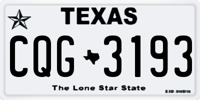 TX license plate CQG3193