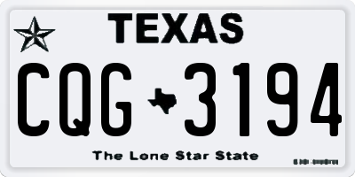 TX license plate CQG3194