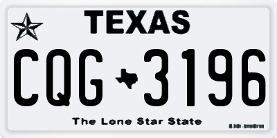 TX license plate CQG3196
