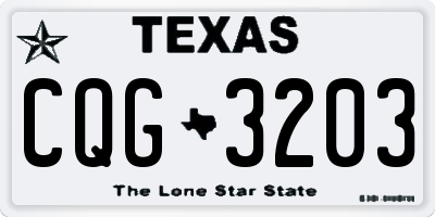 TX license plate CQG3203