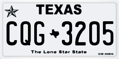 TX license plate CQG3205