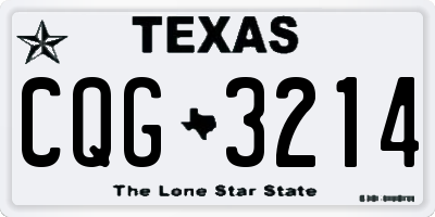 TX license plate CQG3214