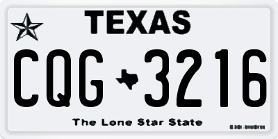 TX license plate CQG3216