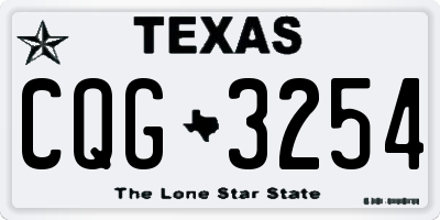 TX license plate CQG3254