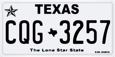 TX license plate CQG3257