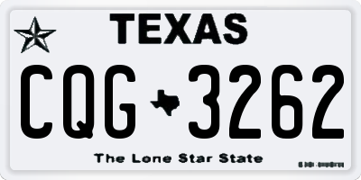TX license plate CQG3262