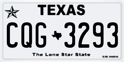 TX license plate CQG3293