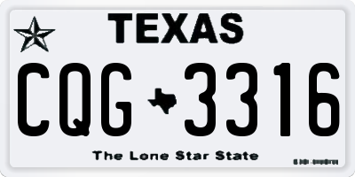TX license plate CQG3316