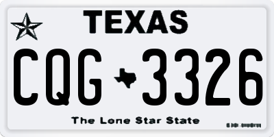 TX license plate CQG3326