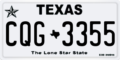 TX license plate CQG3355