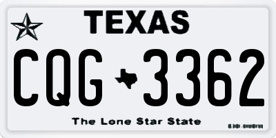TX license plate CQG3362