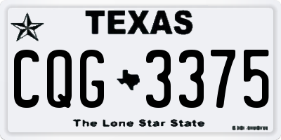 TX license plate CQG3375