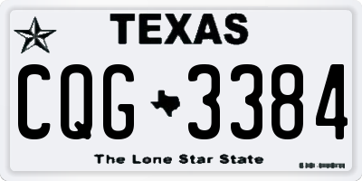 TX license plate CQG3384