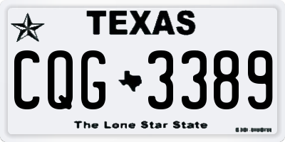 TX license plate CQG3389