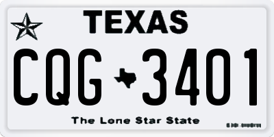 TX license plate CQG3401