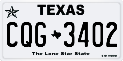 TX license plate CQG3402