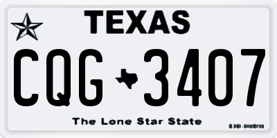 TX license plate CQG3407