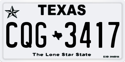 TX license plate CQG3417