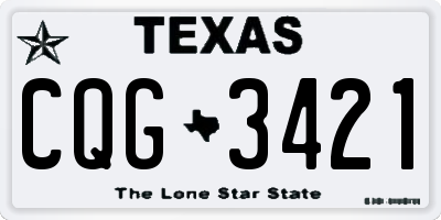 TX license plate CQG3421