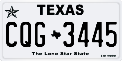 TX license plate CQG3445