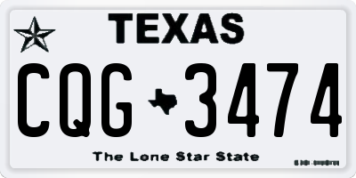 TX license plate CQG3474