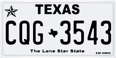 TX license plate CQG3543