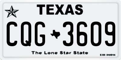 TX license plate CQG3609