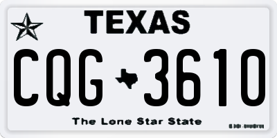 TX license plate CQG3610