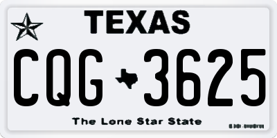 TX license plate CQG3625