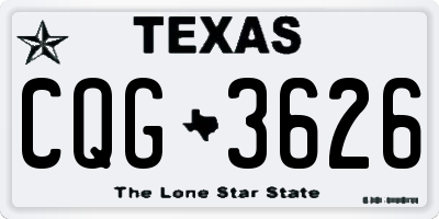 TX license plate CQG3626