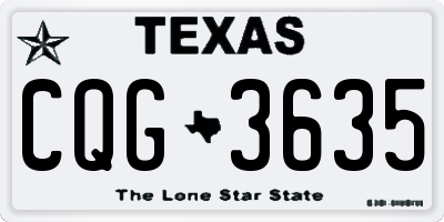 TX license plate CQG3635