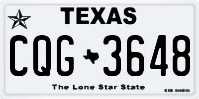 TX license plate CQG3648