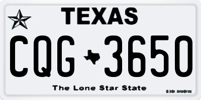 TX license plate CQG3650